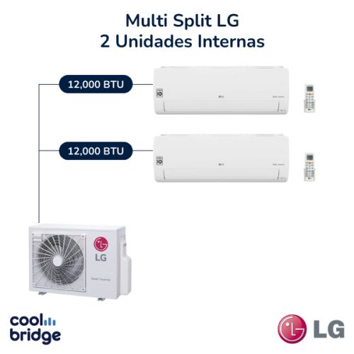 Aire Acondicionado Multi Split Inverter LG de 2 Unidades (12,000 BTU y 12,000 BTU)