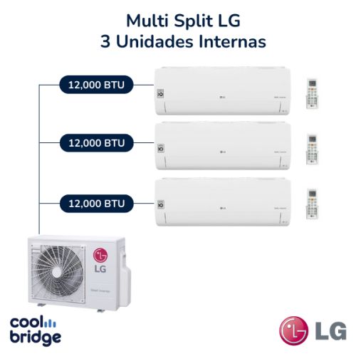 Aire Acondicionado Multi Split Inverter LG de 3 Unidades de 12,000 BTU